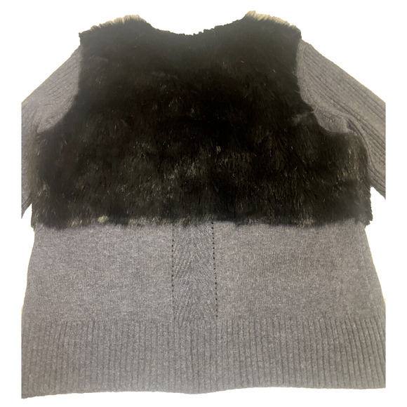 Simply Vera -Vera Wang Womens Sweater Extra-Large Grey Wool Faux Fur Cardigan - Picture 10 of 16